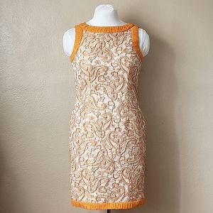 Vintage Hellos & Luna Orange Silk Trim Shift Dress Size 4